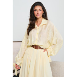OVERSIZOWA KOSZULA W PASKI Z WIĄZANIEM PRZY MANKIETACH