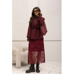 TIULOWA SPÓDNICA Z KORONKOWYM HAFTEM