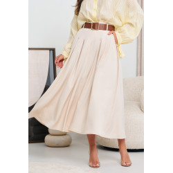 ROZKLOSZOWANA SPÓDNICA Z ZASZEWKAMI I PASKIEM