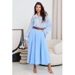 ROZKLOSZOWANA SPÓDNICA Z ZASZEWKAMI I PASKIEM