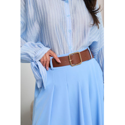 ROZKLOSZOWANA SPÓDNICA Z ZASZEWKAMI I PASKIEM