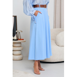 ROZKLOSZOWANA SPÓDNICA Z ZASZEWKAMI I PASKIEM