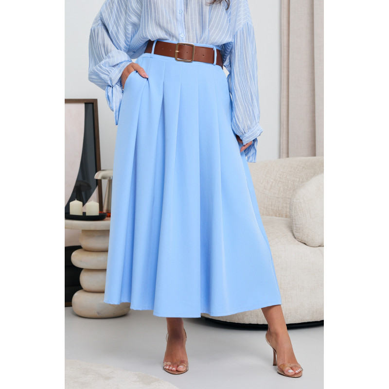 ROZKLOSZOWANA SPÓDNICA Z ZASZEWKAMI I PASKIEM