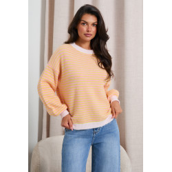 PASTELOWY SWETER O OVERSIZOWYM KROJU W PASKI