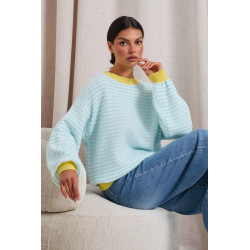 PASTELOWY SWETER O OVERSIZOWYM KROJU W PASKI