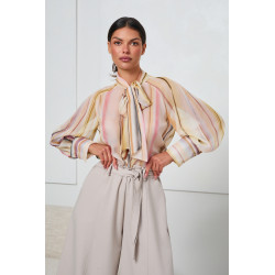 KOSZULA Z WIĄZANIEM PRZY SZYI I SZEROKIMI RĘKAWAMI