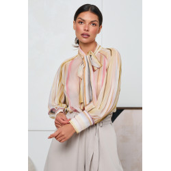 KOSZULA Z WIĄZANIEM PRZY SZYI I SZEROKIMI RĘKAWAMI