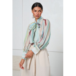 KOSZULA Z WIĄZANIEM PRZY SZYI I SZEROKIMI RĘKAWAMI