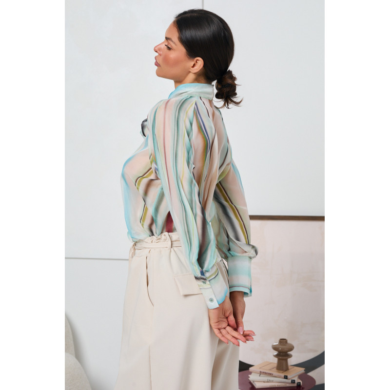 KOSZULA Z WIĄZANIEM PRZY SZYI I SZEROKIMI RĘKAWAMI