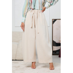 SZEROKIE SPODNIE Z WYSOKIM STANEM I WIĄZANIEM W PASIE