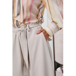 SZEROKIE SPODNIE Z WYSOKIM STANEM I WIĄZANIEM W PASIE