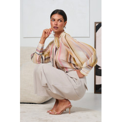 SZEROKIE SPODNIE Z WYSOKIM STANEM I WIĄZANIEM W PASIE