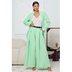 SPODNIE TYPU PALAZZO Z ZASZEWKAMI I PASKIEM