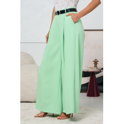 SPODNIE TYPU PALAZZO Z ZASZEWKAMI I PASKIEM