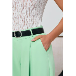 SPODNIE TYPU PALAZZO Z ZASZEWKAMI I PASKIEM