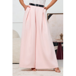 SPODNIE TYPU PALAZZO Z ZASZEWKAMI I PASKIEM