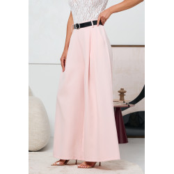 SPODNIE TYPU PALAZZO Z ZASZEWKAMI I PASKIEM