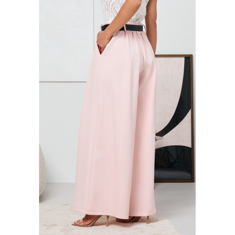 SPODNIE TYPU PALAZZO Z ZASZEWKAMI I PASKIEM