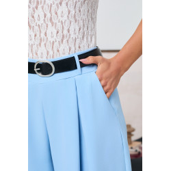 SPODNIE TYPU PALAZZO Z ZASZEWKAMI I PASKIEM