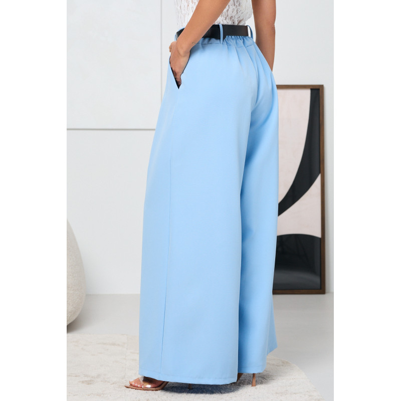 SPODNIE TYPU PALAZZO Z ZASZEWKAMI I PASKIEM