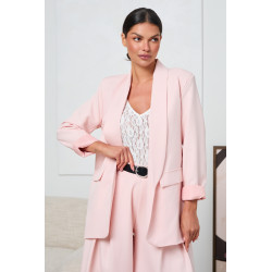 MARYNARKA O PROSTYM KROJU Z SZALOWYM KOŁNIERZEM