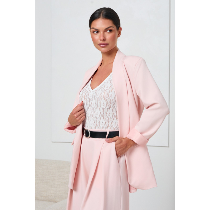 MARYNARKA O PROSTYM KROJU Z SZALOWYM KOŁNIERZEM