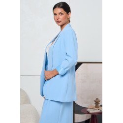 MARYNARKA O PROSTYM KROJU Z SZALOWYM KOŁNIERZEM