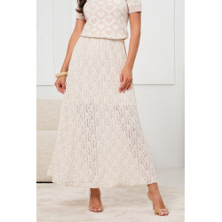 SPÓDNICA MIDI Z AŻUROWEJ KORONKI