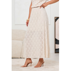 SPÓDNICA MIDI Z AŻUROWEJ KORONKI