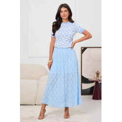 SPÓDNICA MIDI Z AŻUROWEJ KORONKI