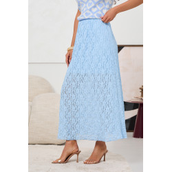 SPÓDNICA MIDI Z AŻUROWEJ KORONKI