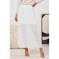 SPÓDNICA MIDI Z AŻUROWEJ KORONKI