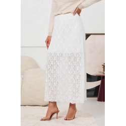 SPÓDNICA MIDI Z AŻUROWEJ KORONKI
