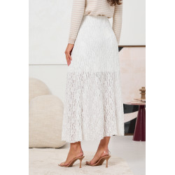 SPÓDNICA MIDI Z AŻUROWEJ KORONKI