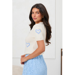 DZIANINOWY SWETER W ŻAKARDOWE SERCA