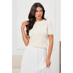 DZIANINOWY SWETER W ŻAKARDOWE SERCA