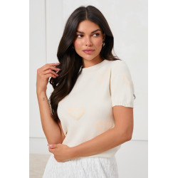 DZIANINOWY SWETER W ŻAKARDOWE SERCA