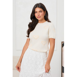 DZIANINOWY SWETER W ŻAKARDOWE SERCA