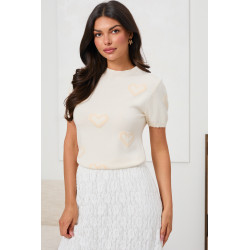 DZIANINOWY SWETER W ŻAKARDOWE SERCA