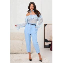 BLUZKA HISZPANKA Z FALBANAMI I WIĄZANIEM PRZY SZYJI