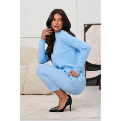 SWETER Z PÓŁGOLFEM I STRUKTURALNYMI GROCHAMI