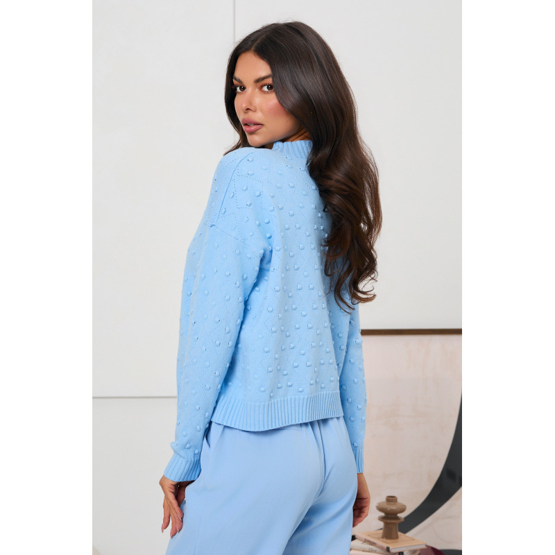 SWETER Z PÓŁGOLFEM I STRUKTURALNYMI GROCHAMI