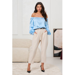 SATYNOWA BLUZKA HISZPANKA Z FALBANIASTYMI RĘKAWAMI