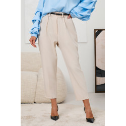 SPODNIE O KROJU CARROT Z PASKIEM