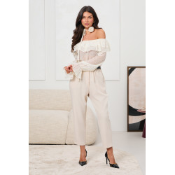 BLUZKA HISZPANKA Z FALBANAMI I WIĄZANIEM PRZY SZYJI