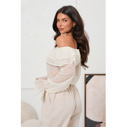 BLUZKA HISZPANKA Z FALBANAMI I WIĄZANIEM PRZY SZYJI