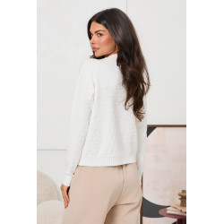 SWETER Z PÓŁGOLFEM I STRUKTURALNYMI GROCHAMI