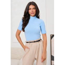 BASICOWY SWETER Z GOLFEM I KRÓTKIM RĘKAWEM