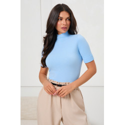 BASICOWY SWETER Z GOLFEM I KRÓTKIM RĘKAWEM