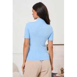 BASICOWY SWETER Z GOLFEM I KRÓTKIM RĘKAWEM